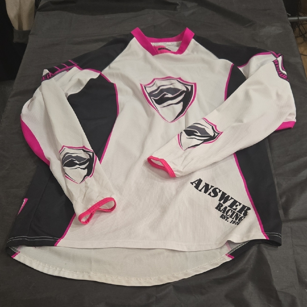 Answer Racing Women's Long Sleeve Jersey - White and Pink